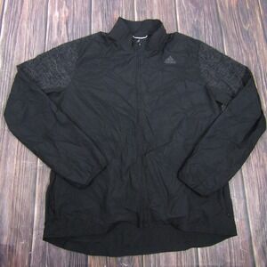 Adidas Jacket Mens XL Black Full Zip Energy Running Windbreaker Lightweight